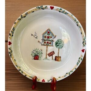 Vintage RARE Thompson Pottery Discontinued Birdhouse Dinner Plate